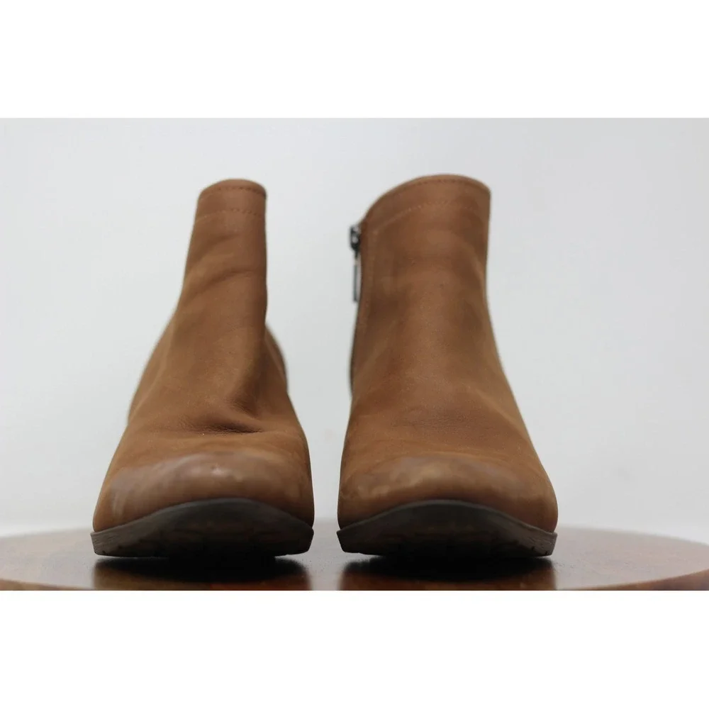 Blondo Valli Waterproof Ankle Boots Leather‎ Block Heel Brown Booties Size 10M